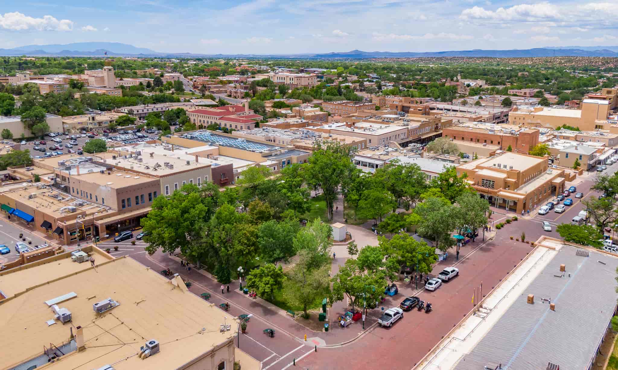 Aerial view of downtown Santa Fe, New Mexico